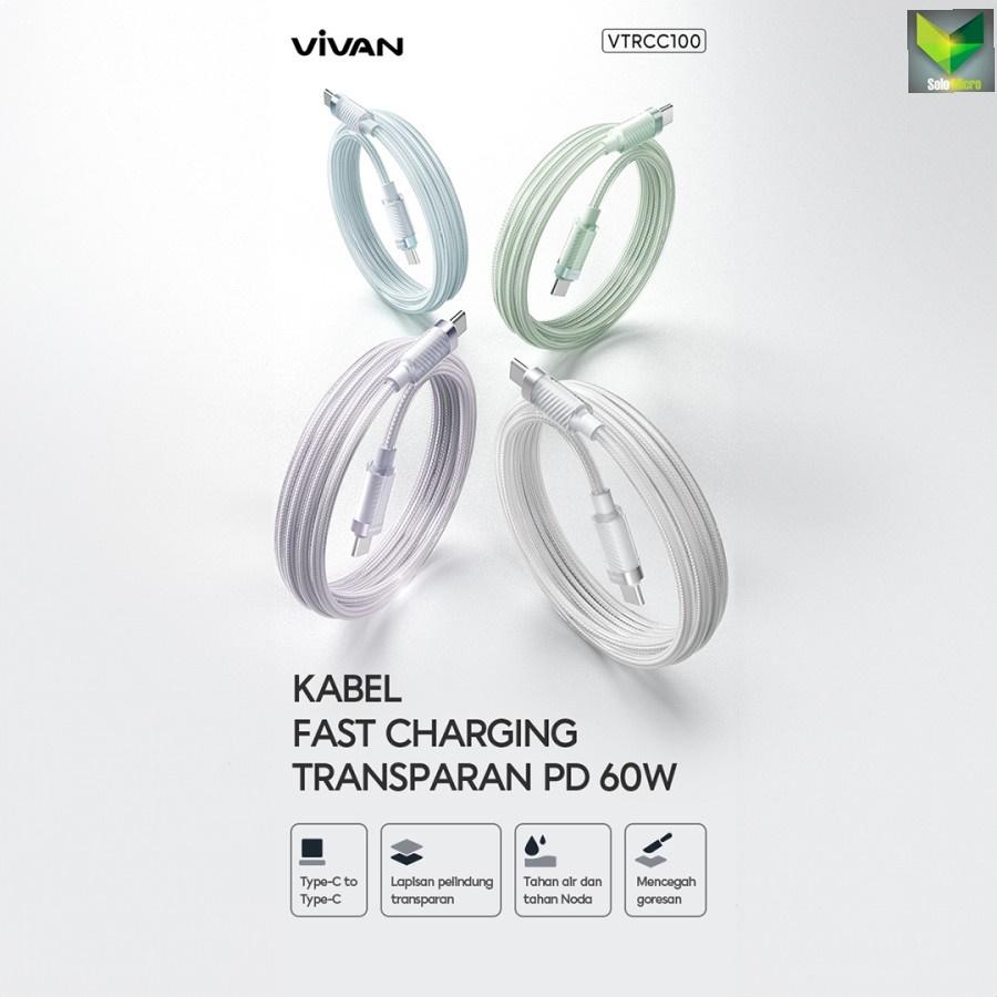 Vivan VTRCC100 USB-C to USB-C Kabel Data Cable Transparent Protective Layer Fast Charging Garansi Resmi