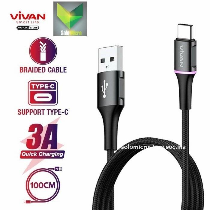 VIVAN VDC200 USB-C Data Cable 3A LED Light QuickCharge Type-C