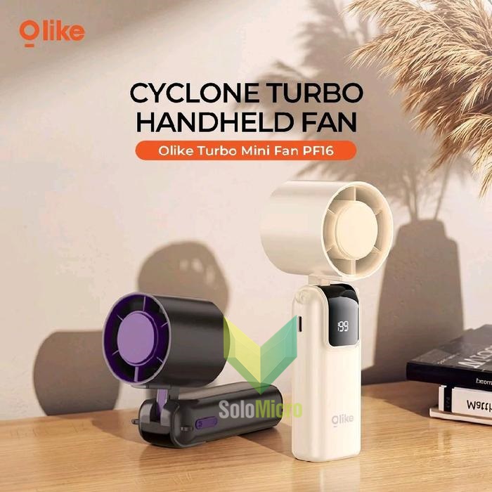 OLIKE PF16 Mini Handheld Turbo Fan Kipas Angin Genggam Portable 1800mAh LED Display 9500RPM - GREY