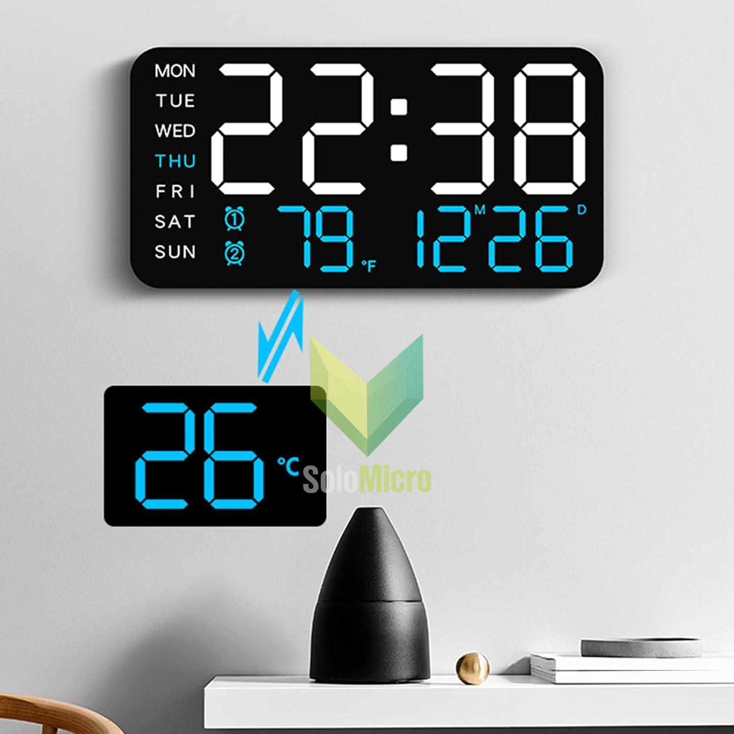 TaffHOME Jam Meja Digital LED Smart Alarm Temperature Voice Control - 6617 - White/Blue
