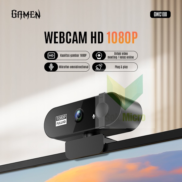 GAMEN GWC100 Webcam Hd 1080P Plug & Play Rotasi 360 Derajat
