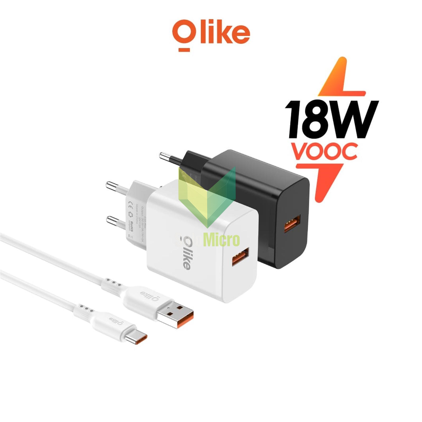 OLIKE C303 Charger Set Fast Charging 18W VOOC Quick Charge 3.0 + Kabel Type-C Garansi Resmi
