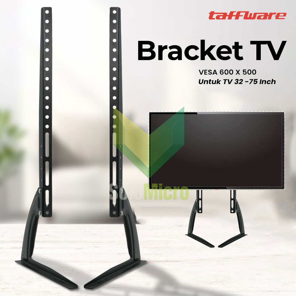 BRACKET TV HQ-008 Stand VESA 600 x 500 untuk TV 32-75 Inch  Hitam Stabilitas Maksimal Kompatibilitas VESA Universal Konstruksi Baja Kokoh Tahan Lama