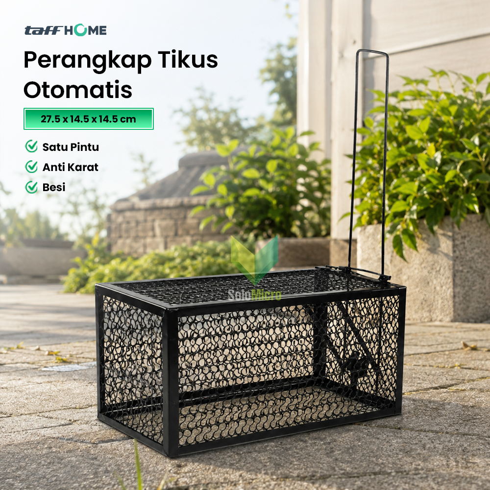 TaffHOME Jebakan Perangkap Tikus Kandang Besi Automatic Mousetrap 27.5x14.5x14.5cm - B-23 - Black
