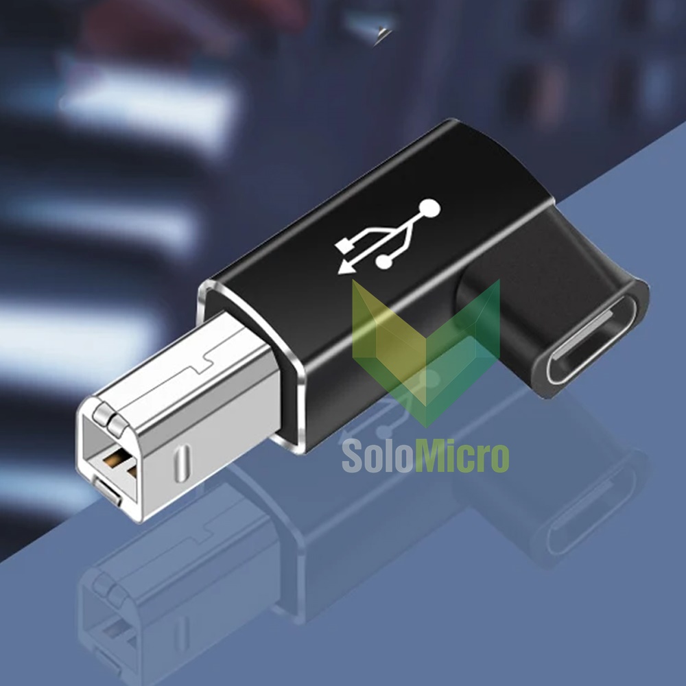 ADAPTER W26 Type C Female ke Type B MIDI Bentuk Elbow Aluminium Hitam Kompatibel dengan Smartphone Tablet Laptop dan Alat Musik