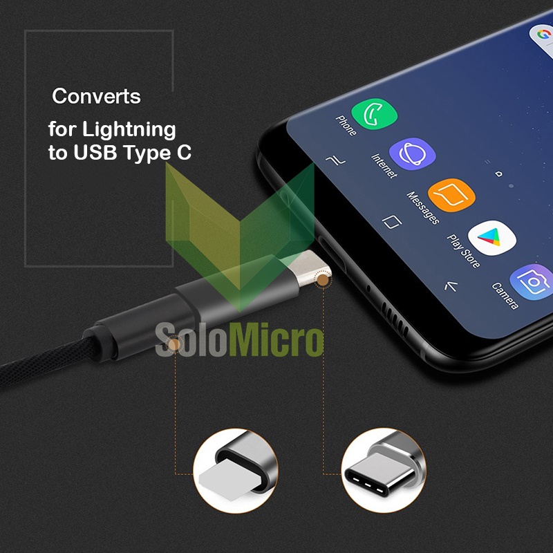 OTG Lightning to USB Type C Adapter Converter Fast Charging WT5 Hitam Dengan Koneksi Praktis dan Pengisian Daya Cepat 5V