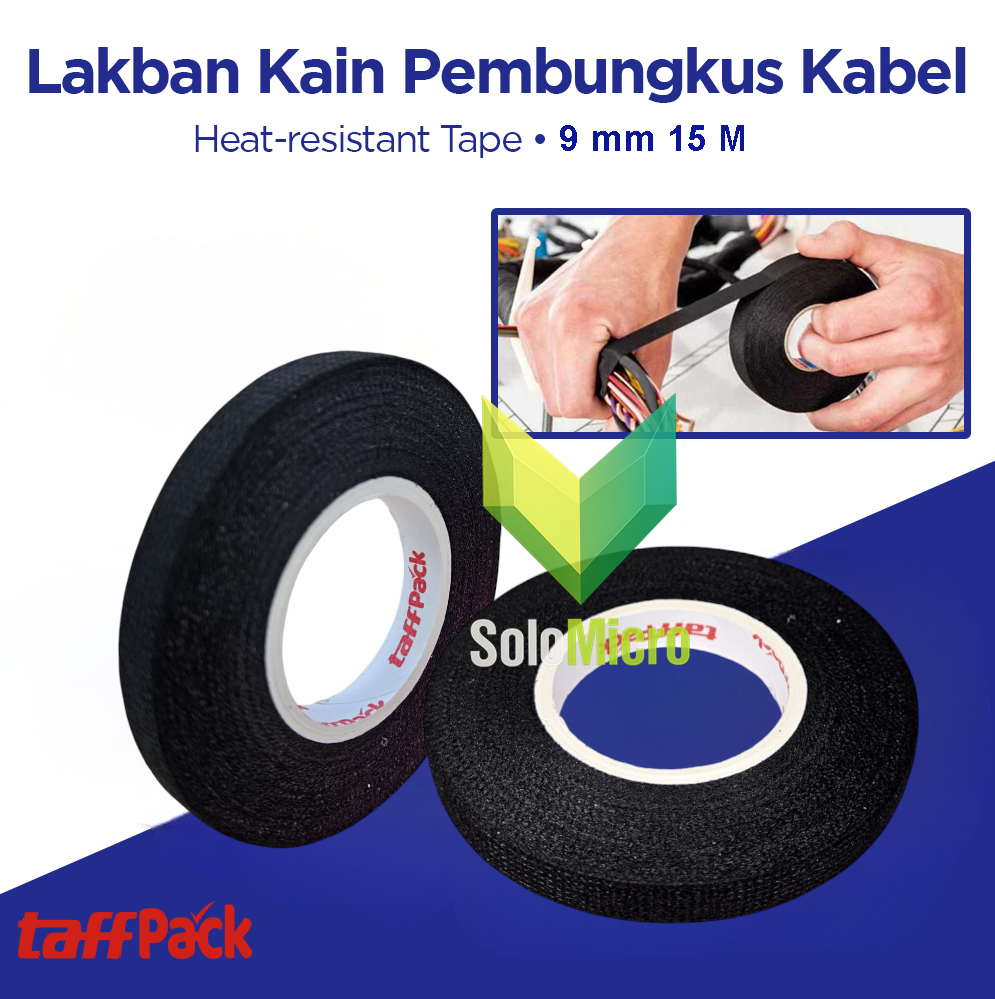 TaffPACK Lakban Kain Adhesive Cloth Tape Heat Resistant 15M 9mm - TF11 - Black