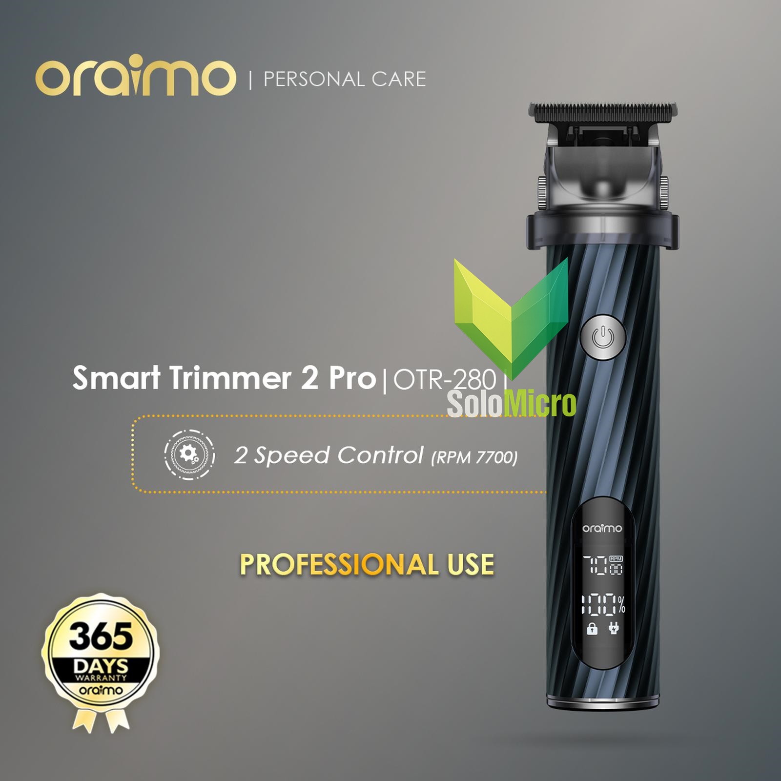 ORAIMO Smart Trimmer 2 Pro OTR-280 Hair Clipper Shaver Grooming Cukuran Rambut Professional Adjustable Blade 2 Speed Control Metal Case