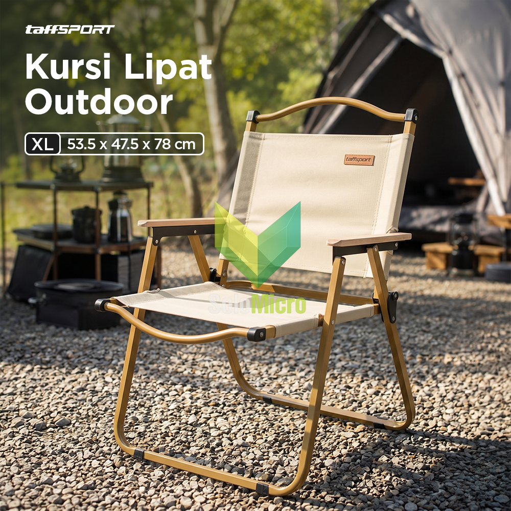 TAFFSPORT Kursi Lipat Outdoor Camping Portable Oxford Folding Chair XL - YH6 - Khaki