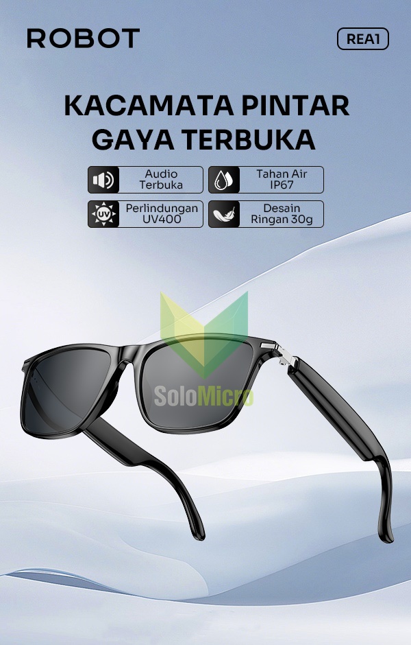 ROBOT REA1 Kacamata Pintar Smart Glass Audio Music Terbuka Bluetooth Call