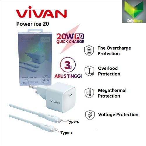 VIVAN Power Ice 20 Adapter Charger Usb C With Cable Type C to C Fast Charging 20W
