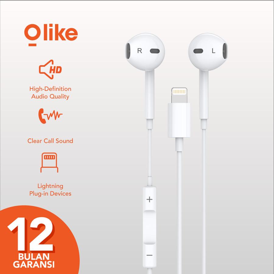 OLIKE Headset Iphone Ligtning Handsfree Wired Earphone Mic E12