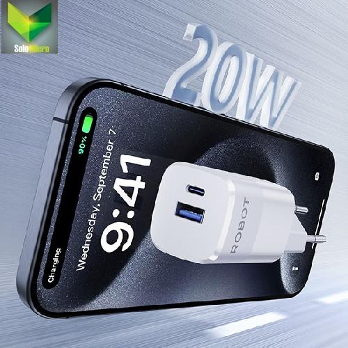 Robot RT-F7 20W Dual USB-A USB-C Charger + USB-C to Ligthning Cable iPhone iPad