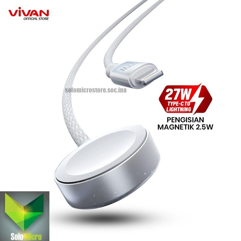 VIVAN Data Kabel 2 IN 1 VW01 iPhone Type C Lightning Apple Watch Magnetik 60W Fast Charging PD QC3.0