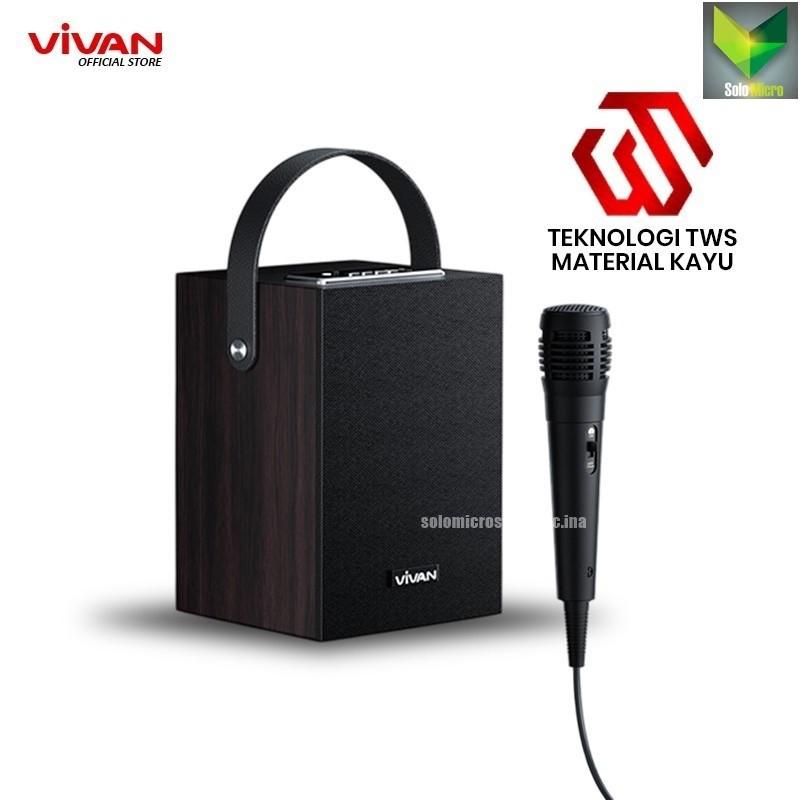 VIVAN Speaker Karaoke VS35 Bluetooth v5.3 TWS Connect Material Kayu Include Microphone