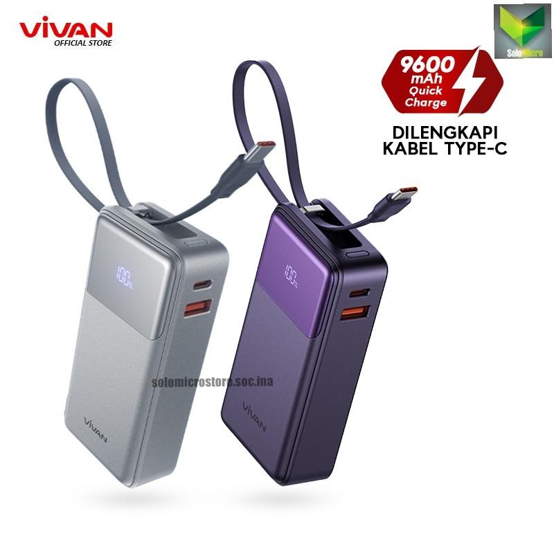 PROMO VIVAN Mini Powerbank VPB-C10 PRO 9600 mAh 30W Fast Charging PD QC 3.0 9 Safety Protection Flight Friendly SILVER