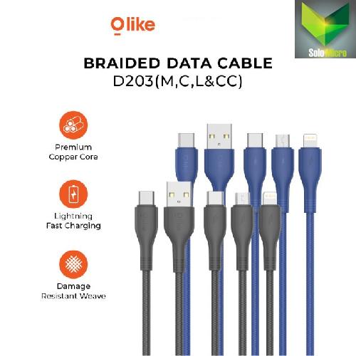 OLIKE D203M D203C D203L BRAIDED DATA CABLE MICRO / TYPE C / LIGHTNING