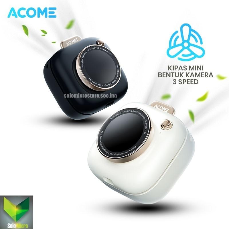 PROMO ACOME AF002 Mini Fan Desain Kamera Portable Kipas Angin Mode Senyap 3 Mode Kecepatan