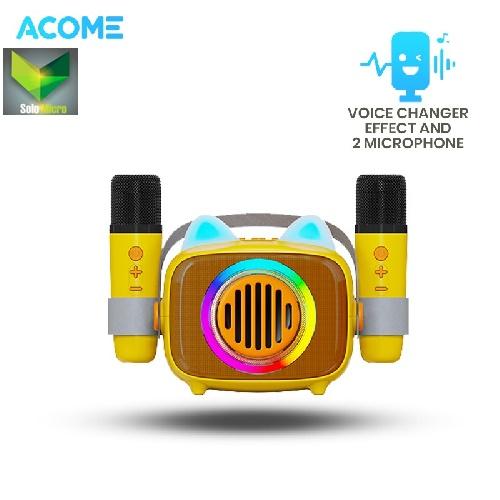 PROMO ACOME A18 Speaker Karaoke Bluetooth 5.3 Dual Microphone Wireless Mini RGB 10 Watt With Voice Changer