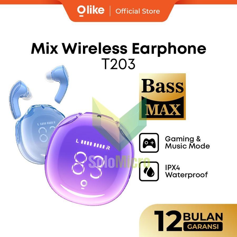Olike Mix Wireless Earphone Earbuds TWS T203 Bass Max Bluetooth 5.3 30H IPX4 Low Lattency for Gaming Led