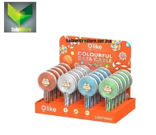 OLIKE D202 Micro Type C Lightning Colorful Lollipop Kabel Data Cable Charge 1M 1 Meter 1pcs