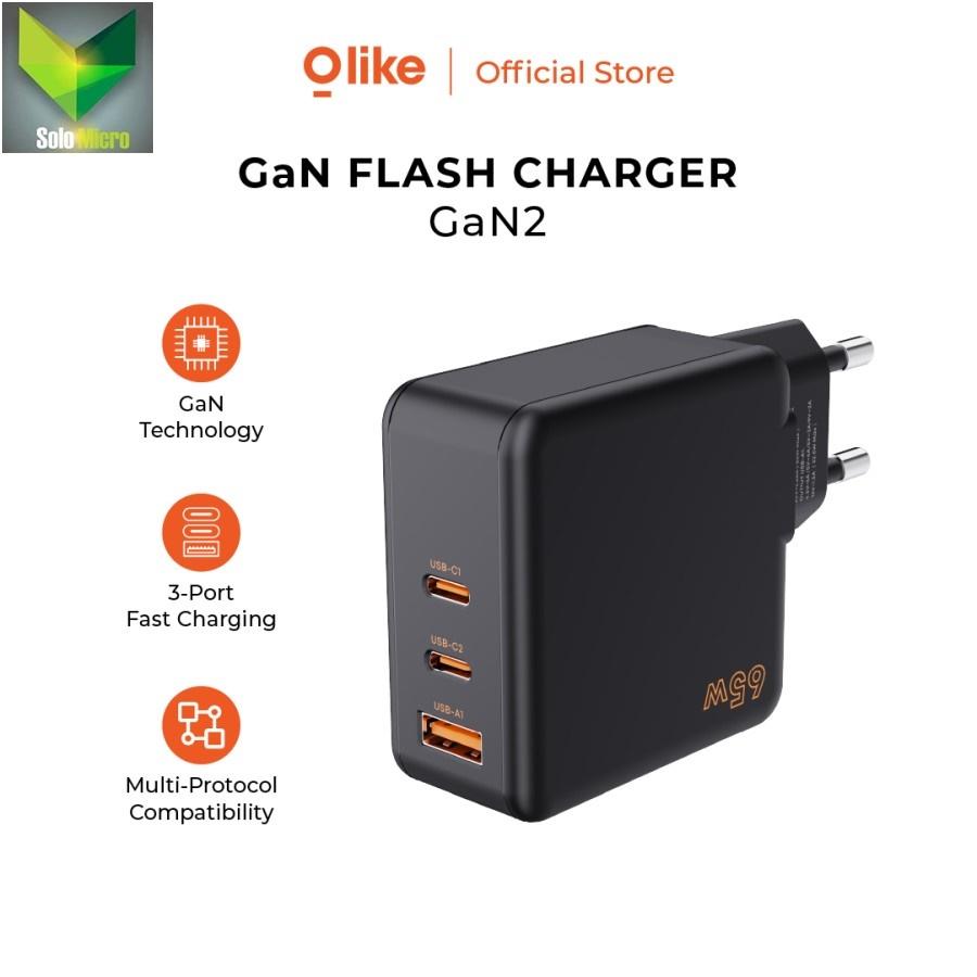 OLIKE Adapter Kepala Charger 65W Fast Charging Cas Usb Dual Type C GAN2
