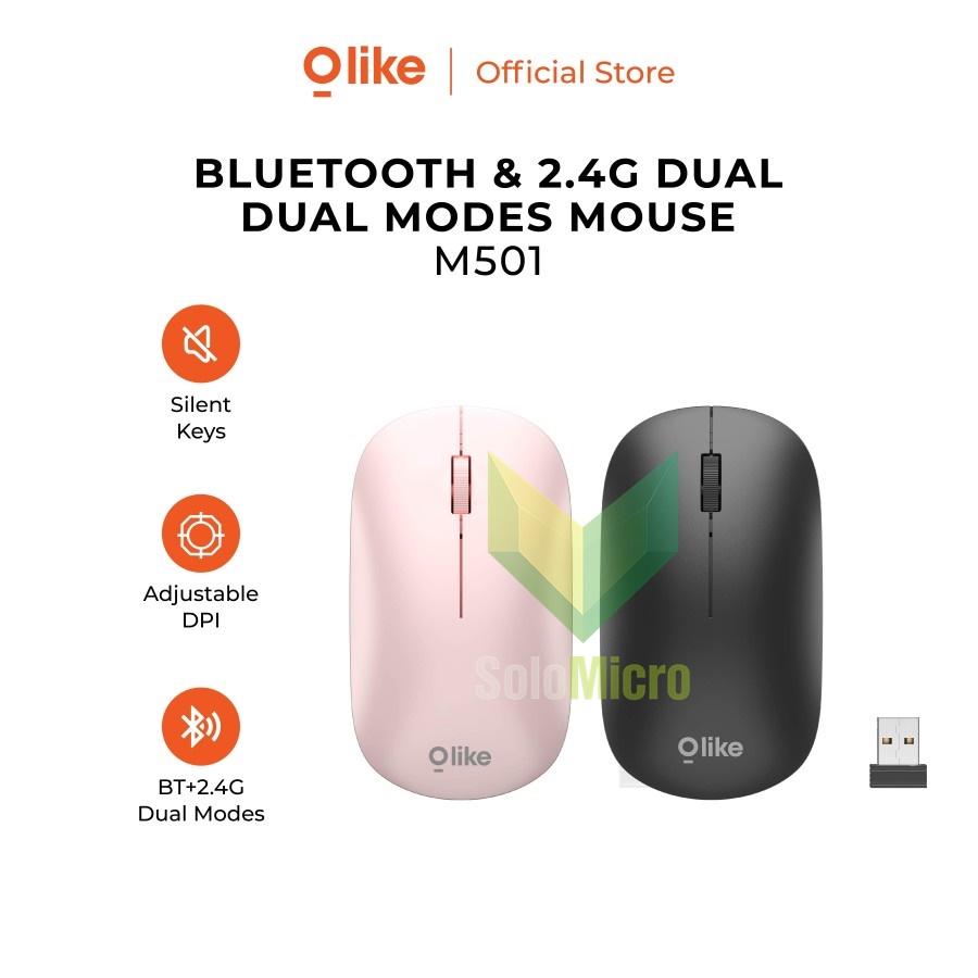 OLIKE M501 Wireless Mouse DUAL MODE USB Dongle Bluetooth Silent Click Optical 1600 DPI Comfortable Pink