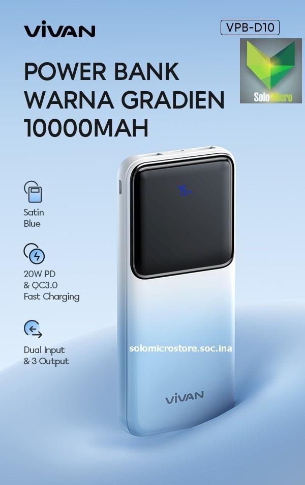 Power Bank Powerbank VIVAN D10 10000mAh / D20 20000mAh QC3.0 Fast