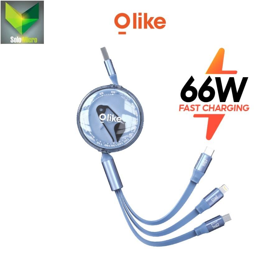 OLIKE D104 Kabel Charger Cas & Data 3IN1 66W Fast Charging Micro Lightning Type C