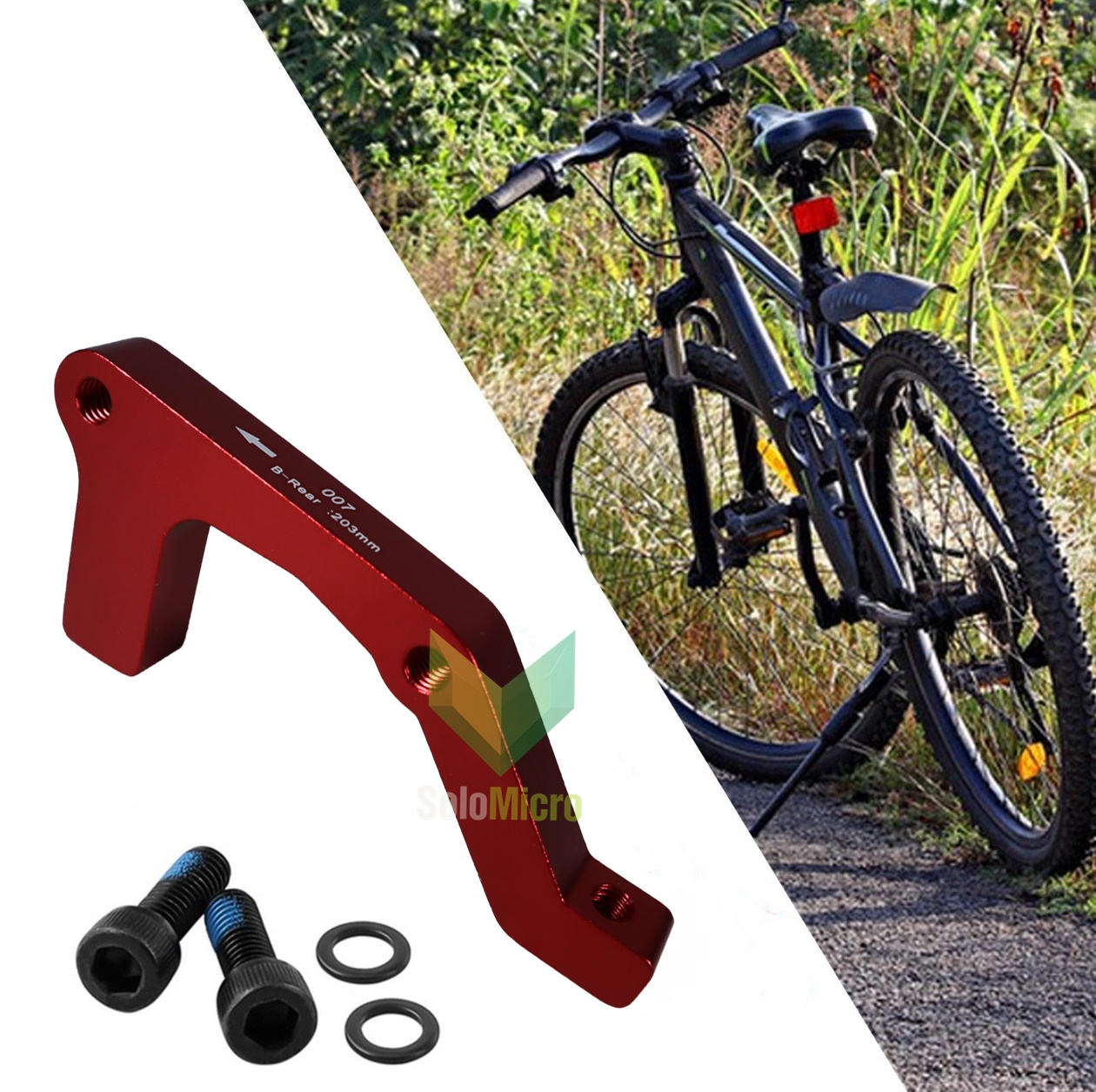ADAPTOR Rem Cakram Sepeda Disc Brake Bracket B-Pillar Rear 203mm MZ25 dari Aluminium Alloy Berkualitas - Red