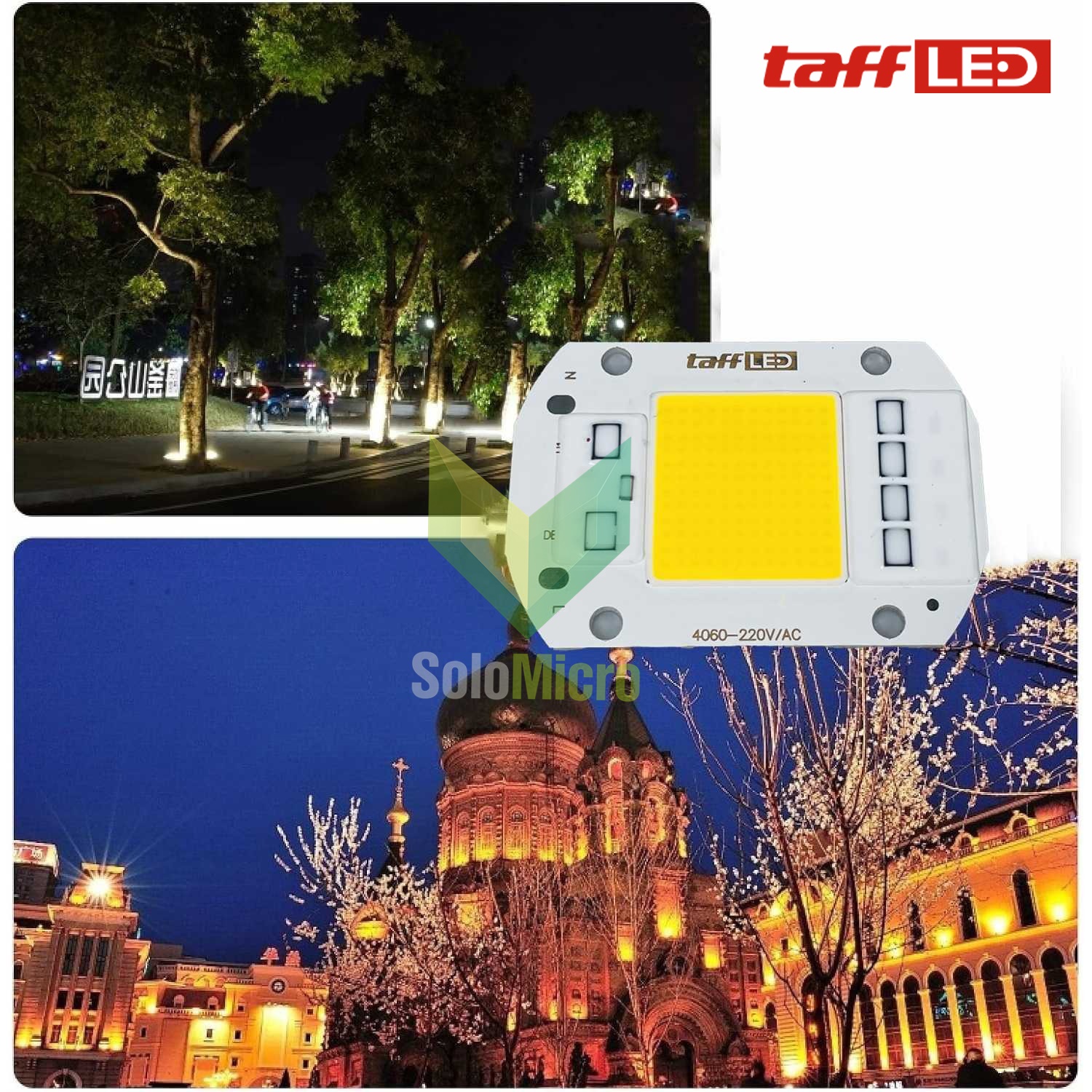 taffLED Lampu COB Floodlight Spotlight 220V Warm White 3000K 50W untuk Pencahayaan Luar Ruangan Cahaya Terbaik - White