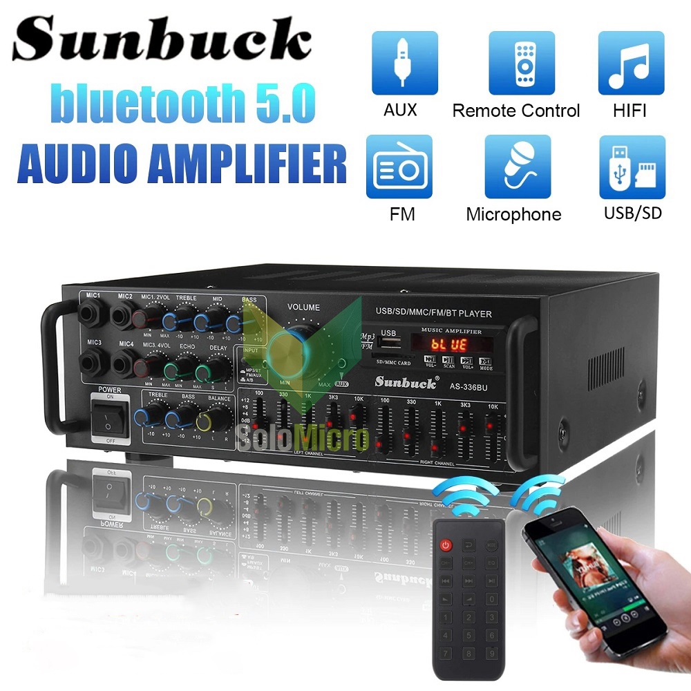 AUDIO Amplifier Bluetooth EQ Karaoke FM Radio 2000W - AS-336BU - Black