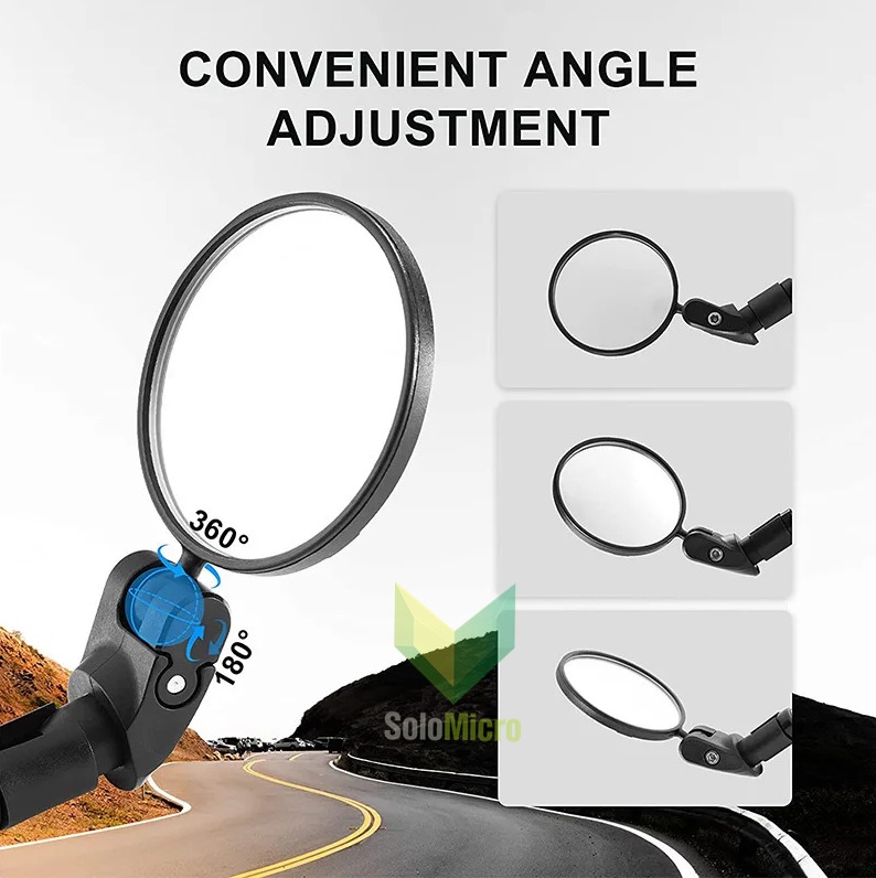 KACA SPION Sepeda Bike Rearview Mirror Foldable Convex YT05 Hitam dengan Penyesuaian Sudut 360° dan 180° Material ABS & Akrilik Pemasangan Mudah