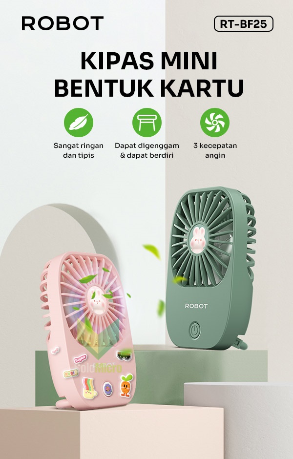 ROBOT USB Mini Fan RT-BF25 Kipas Angin Mini Portable BF25 Hijau Pink