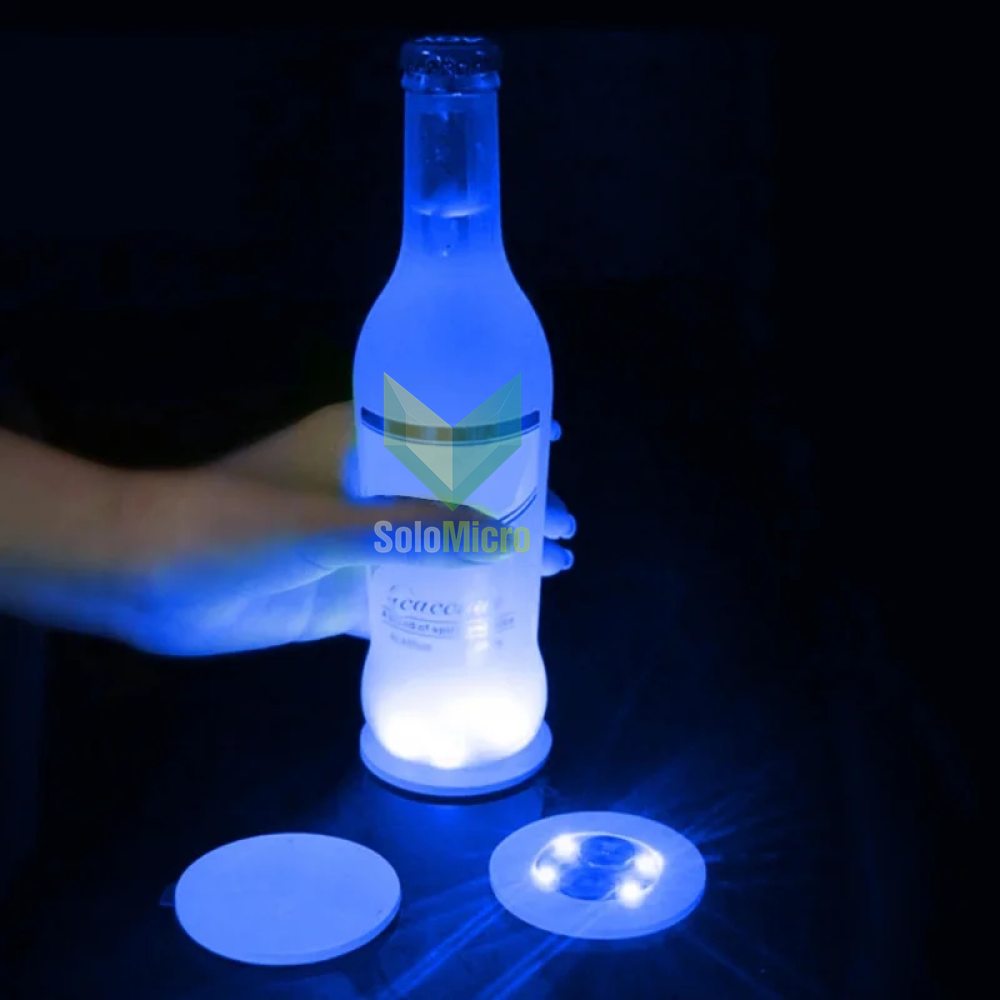 Lampu Alas Botol Wine Bottle Stickers LED Coaster Light - LG230 - Blue