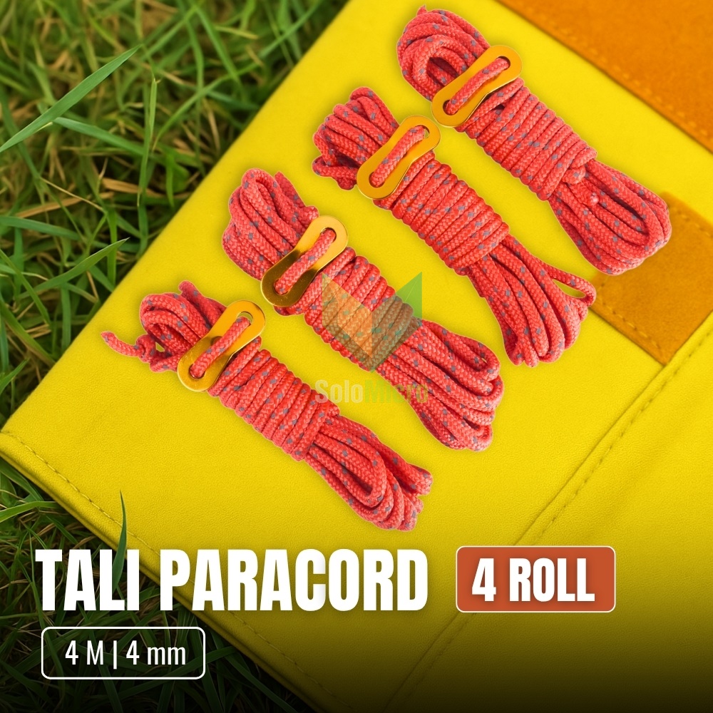Tali Paracord Tali Tenda Rope 4M 4 Roll - RY1A - Red